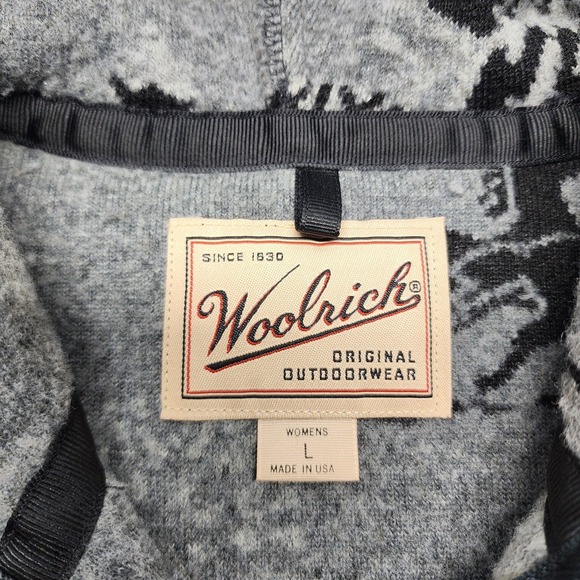 VINTAGE WOOLRICH Womens Large Full Zip Fleece Jacket Winter Print USA Made - Picture 4 of 6